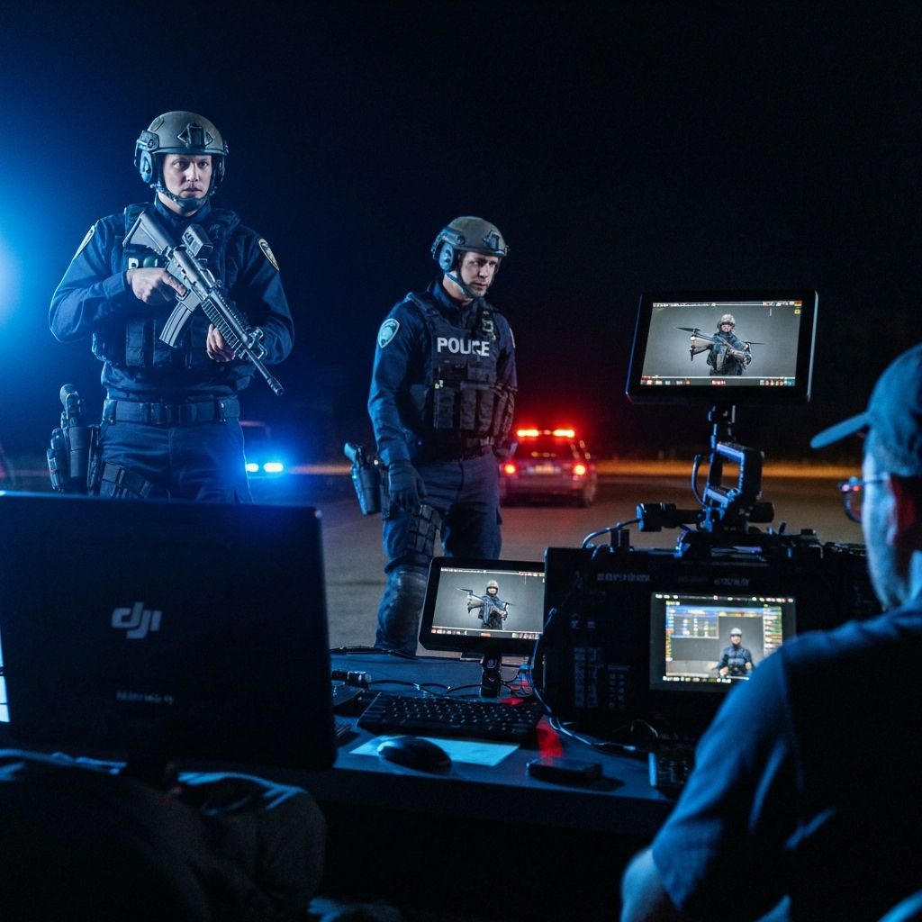Drone DJI Matrice 4T em operação policial noturna
